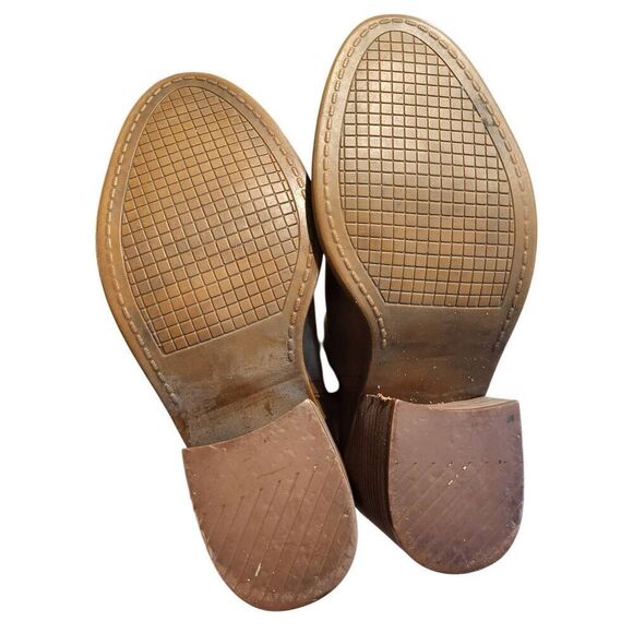 Steve Madden Booties Women's 6 Tan Sharini Cutaway Suede Leather Stacked Heel - Picture 4 of 5